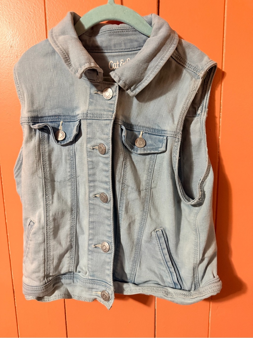 Light Blue Denim Vest - Sleeveless Jacket